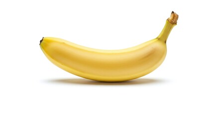 Fresh ripe banana isolated on white background, studio food capture with high detail texture, perfect for nutrition, healthy lifestyle, and tropical fruit projects