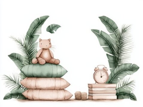 Watercolor trendy interior bohemian weekly planner wi. Artistic hand painted home decor free spirited schedule organizer with a current vogue in a relaxed style for planning each week.