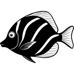 Yellow Tang Sketch Line Art for Vector Print