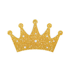 Glitter gold royal crown PNG isolated on white