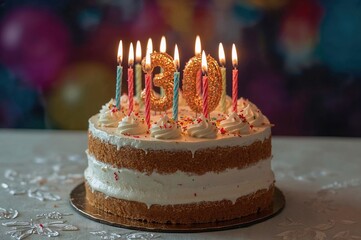 30th Birthday Cake Decorated with Candles
