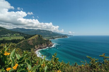 Obraz premium Summer at the Coastal Cliffside