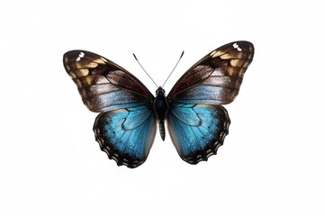 Butterfly waving a national flag against a white background