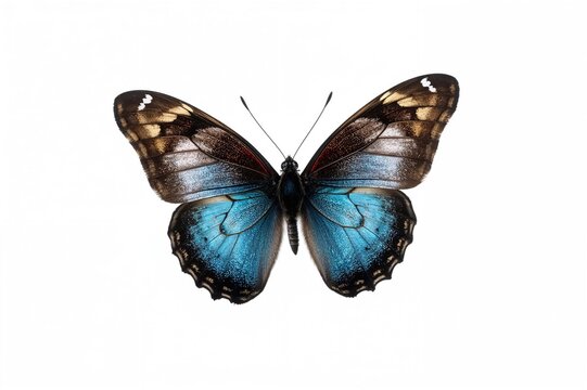 Butterfly waving a national flag against a white background