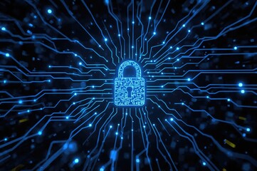 Neon-lined QR code representing data handling on servers, symbolizing worldwide digital security and computing