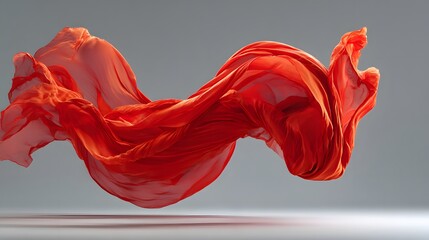 Dynamic, high-speed studio photograph of vibrant red silk fabric frozen in mid-air. The billowing cloth conveys a sense of freedom and incredible elegance.