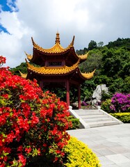 Chinese pagoda in garden