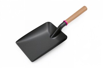 Metal Cat Litter Scoop with Wooden Handle in Black and Pink on White Background