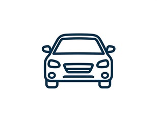Fototapeta premium Simple line drawing of a car front view
