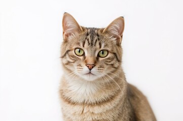 Obraz premium Feline resting on a plain white surface