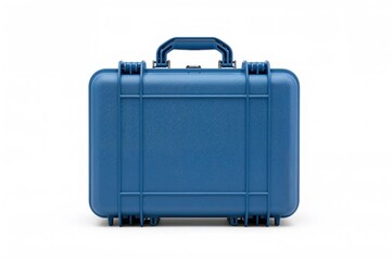 Blue plastic case isolated on a white surface