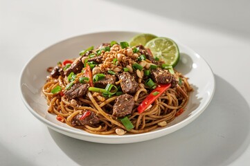 Explosive style stir-fried noodles with fiery beef