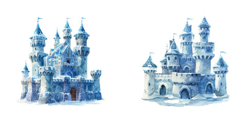 ice castle watercolor vector illustration © Dar