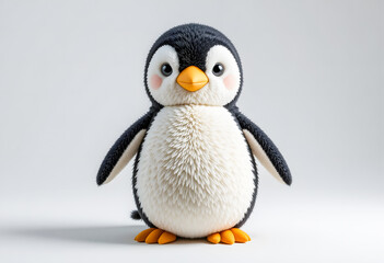 Naklejka premium Lovable 3D penguin illustration, featuring a cheerful pose and a soft, realistic design.
