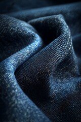 Close-Up Macro of Dark Blue Denim Jean Fabric Texture