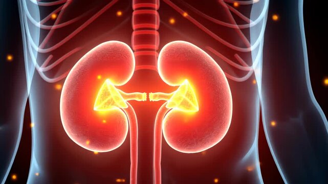 adrenal glands, hormone production, cortisol levels. Organ function. Adrenal secretion facilitates stress response. Kidney proximity enhances hormonal balance. Hormonal imbalance affects metabolic