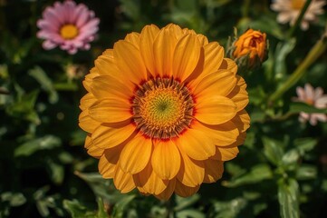 Vivid flower in sharp focus within a garden setting