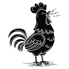 Hand drawing style of rooster vector. It is suitable for farm animal icon, sign or symbol.