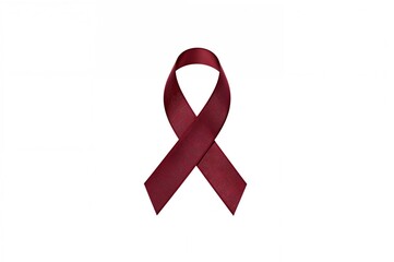 Dark red ribbon symbolizing multiple myeloma awareness