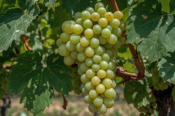Fototapeta premium Cluster of white Alvarinho grapes, a traditional native variety