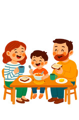 Illustration of a Family Eating Breakfast