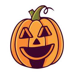Smiling Halloween Pumpkin Cartoon – Cute Jack-O’-Lantern Illustration
