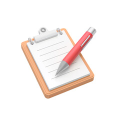 Clipboard and red pen PNG on white background