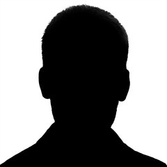 Silhouette of a young man. Male avatar. Icon for social networks. Black and white silhouette isolated on white