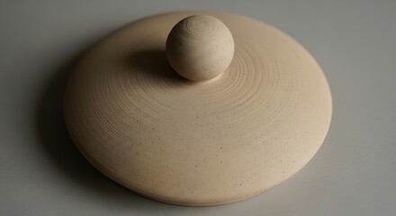 Artisanal ceramic lid displaying simple elegance and subtle tonal harmony