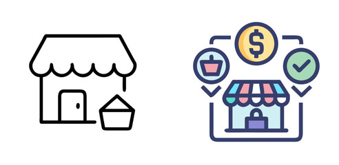 Marketplace Icon for E-Commerce, Online Store, Shopping and Digital Business