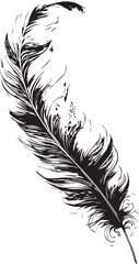Fototapeta premium Delicate Quill's Tale: This meticulously sketched monochrome image portrays the elegance of a single feather, its intricate details and wispy texture evoking a sense of lightness and freedom.