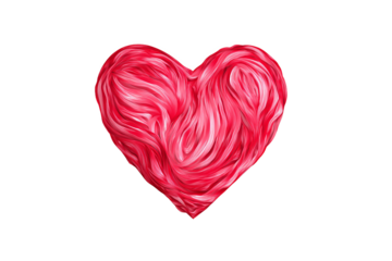 Abstract Red Heart made of Swirling Texture, isolated on white transparent background
