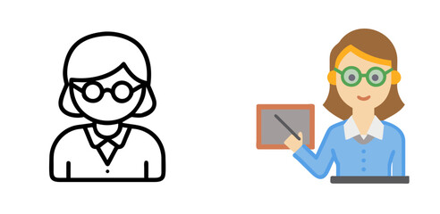 Teacher Icon for Education, School, Learning, Classroom and Academic Guidance