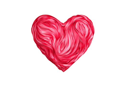 Abstract Red Heart made of Swirling Texture, isolated on white transparent background - Powered by Adobe