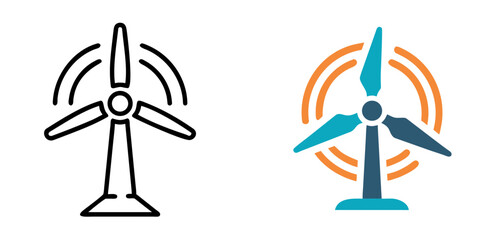 Wind Turbine Icon for Renewable Energy, Sustainability and Eco Power Generation