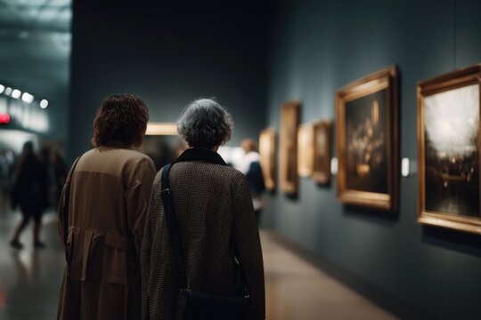 A gallery interior featuring masterpieces of painting