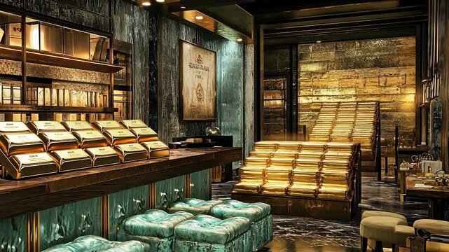 Luxurious gold-toned interior