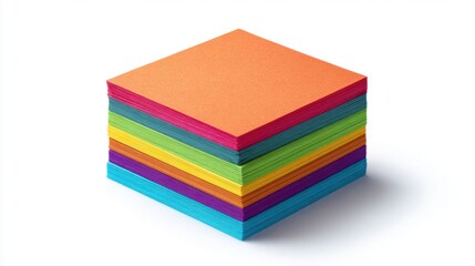 Fototapeta premium Multicolor Square Paper Sheets Stacked for Creative Origami Projects