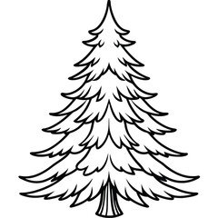 Fir Tree line art vector