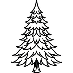 Obraz premium Fir Tree line art vector
