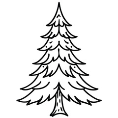 Fir Tree line art vector