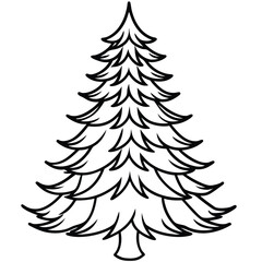 Obraz premium Fir Tree line art vector