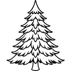 Obraz premium Fir Tree line art vector