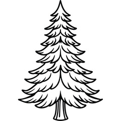 Fototapeta premium Fir Tree line art vector