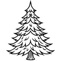 Fir Tree line art vector