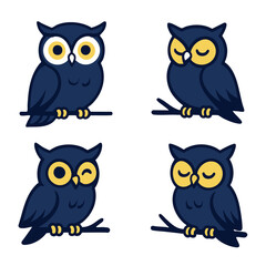 Coloring book coloring page owl transparency cute animal bird branch cartoon illustration