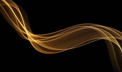 Abstract Gold motion light glow effect. Magic shiny line.