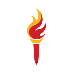 Flat Torch Flame Logo in Gold and Red Branding Vector
