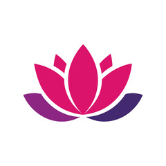 Simple Lotus Flower Logo Vector in Pink and Purple Colors