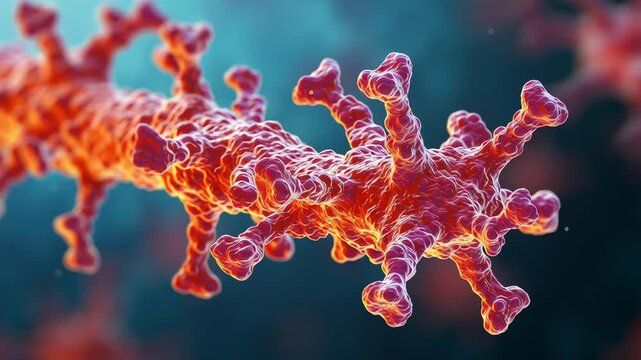 3D illustration of a virus with colorful spikes